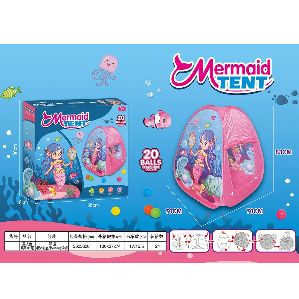 (NET) Mermaid Play Tent for Kids