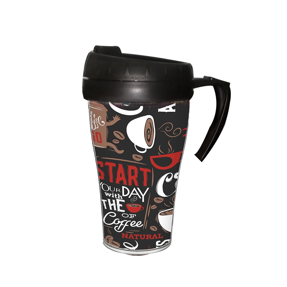 (Net) Herevin Decorated Coffee Mug - Coffee Red 500 ML