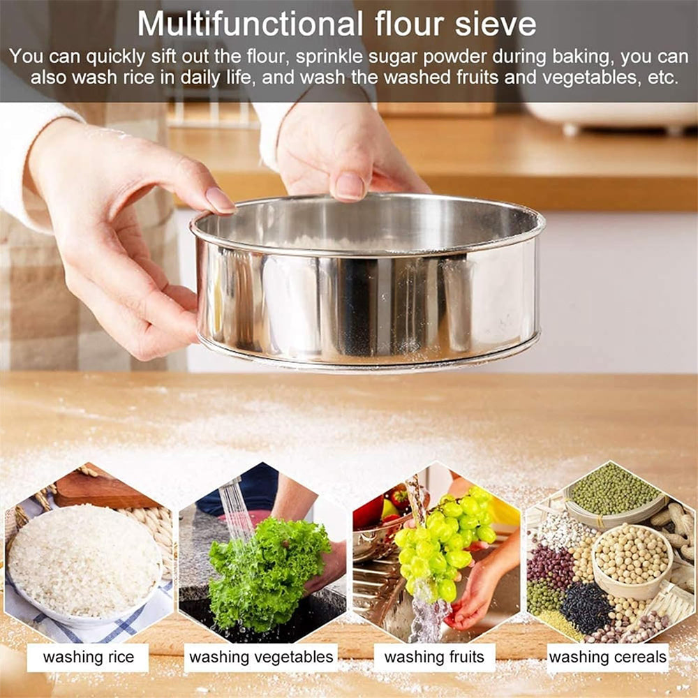 Mesh Stainless Steel Strainers Multi-size Kitchen Food Flour Sieve Powder 6 pcs