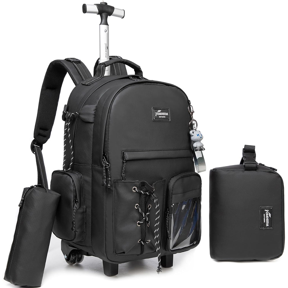Pcs3 Backpack (NET) Black School Rolling Backpack With Wheels Backpack With Lunch Bo