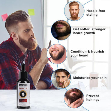 (NET) Beard Growth Organic Care Oil, Natural Beard Growth Serum, Promotes Facial Hair Growth 60 ml