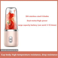 Portable Juicer Juicer Cup USB Cordless Blender Portable Blender Juicer 6 Blades Smoothie Ice Maker 310ML