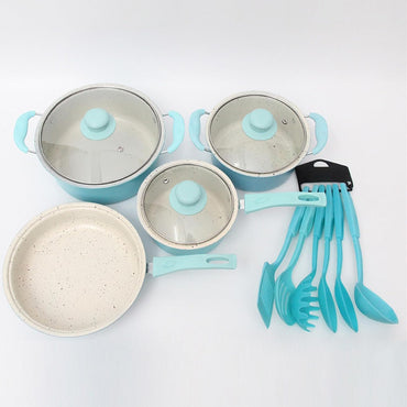 (Net) Factory Custom Iron Cheap Cooking Pot Set Kitchen Housewares Kitchen Pots And Pans Non Stick Cookware Set 13 pcs includes pot lid