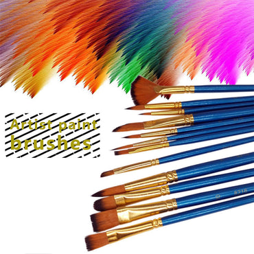 12 Piece Watercolor Acrylic Paint Brush Set with Paint Palette and Bag / 200130