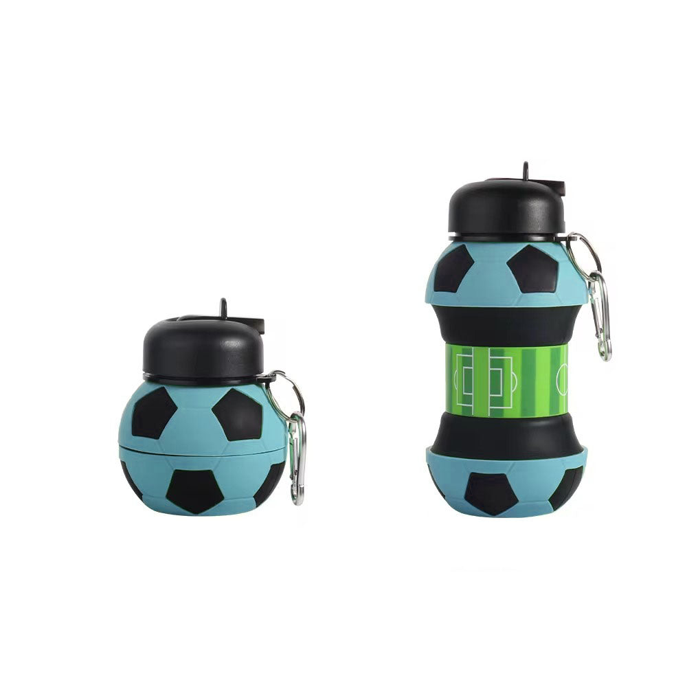 Foldable Football Kids Water Bottles Portable Soccer Ball Shaped Water Bottl Silicone 550 ML
