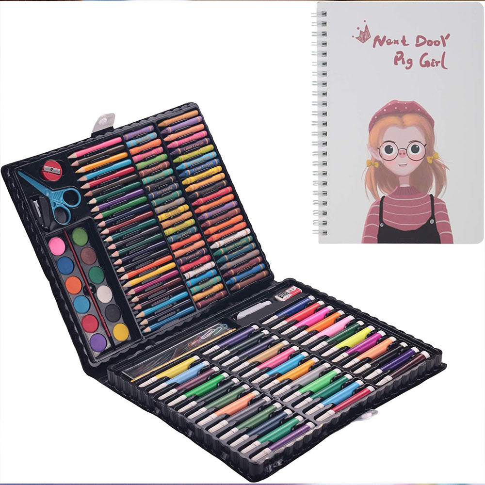 (Net) Art Set Crayons Drawing Paper Coloring Pencils Water Color Brush Oil Pastels Markers Eraser Pen Pencil Sharpener for Children Doodle Painting