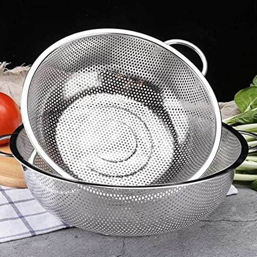 Stainless Steel Micro-Perforated Dishwasher Safe Compact Colander Food Strainer with Solid Handles