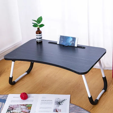 Wood Laptop Table Bed Study Table Writing Table Bed Table Breakfast Serving Tray for Sofa Bed with Foldable Metal Legs with Mobile Dock