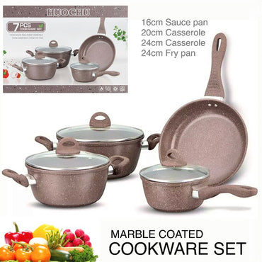 (Net) High Quality Cookware  Aluminum non stick cookware set 7 pcs includes pot lid