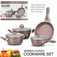 (Net) High Quality Cookware  Aluminum non stick cookware set 7 pcs includes pot lid