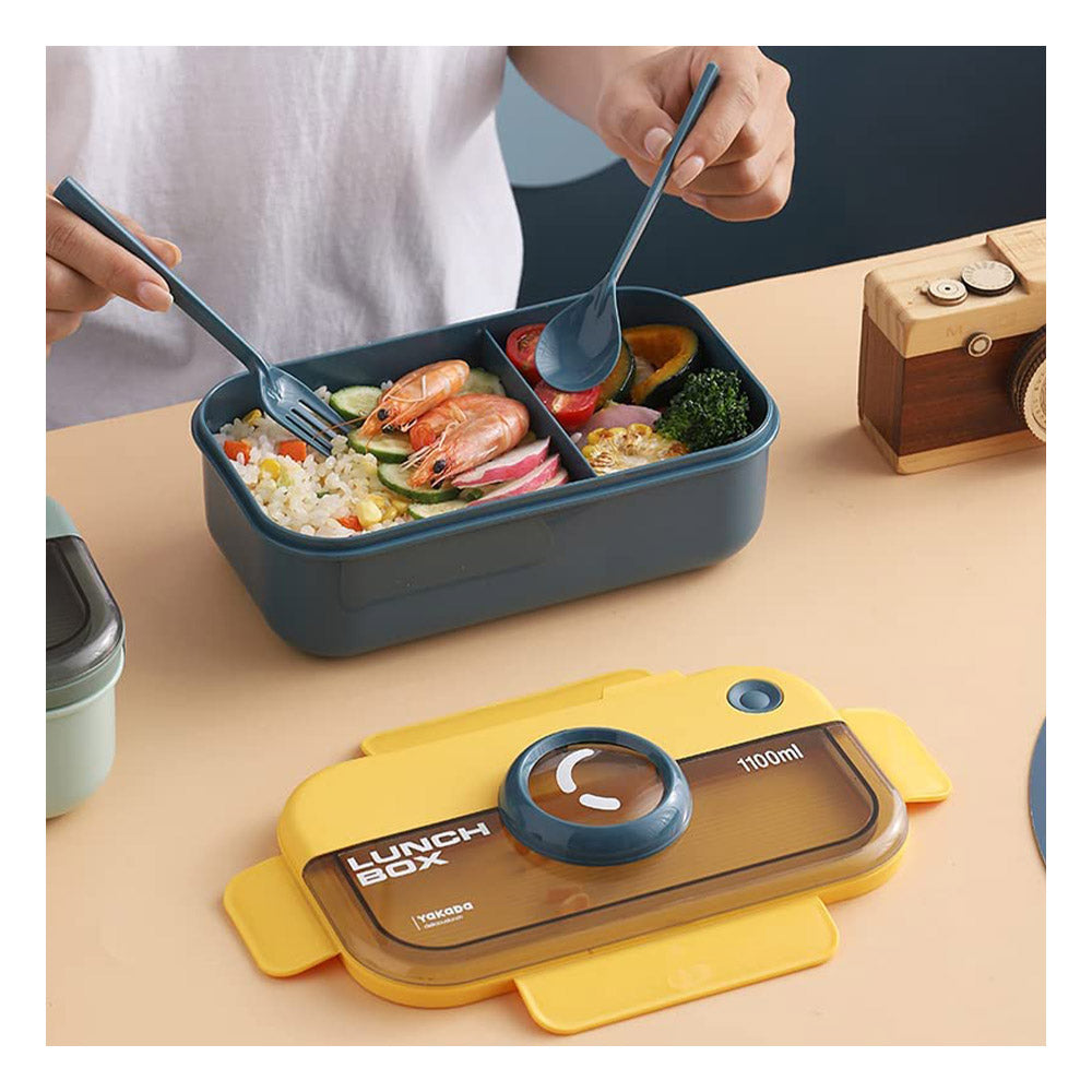 Bento Lunch Box for Kids and Adults Leak-Proof 2 Compartments Lunch Rectangular Container 1100ml