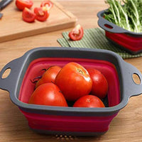 Kitchen Collapsible Colander Fruit Vegetable Washing Drain Folding Strainer Basket 21 x 29 x 9 cm