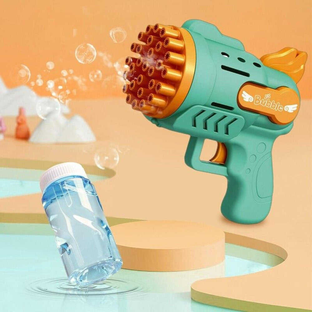 (NET) Electric Soap Bubble Gun 29 Holes Rocket Bubble Machine for Kids