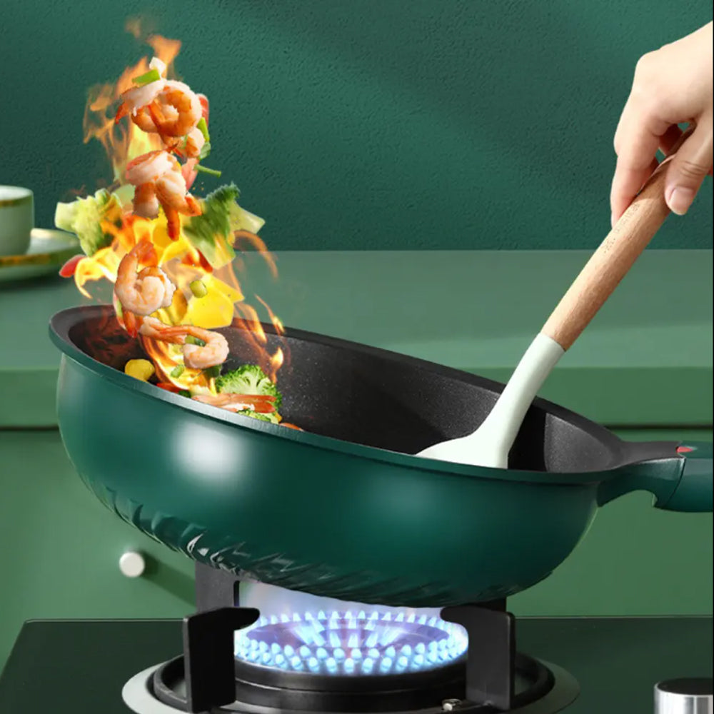 (Net) Nonstick Frying Pot Cooker Iron Kitchen Cookware Gas Stove 32.5x32.5x12cm