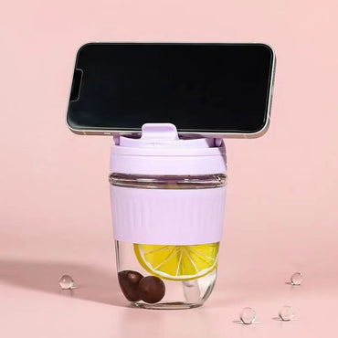 (Net) Coffee Cup With Silicone Band And Hanger With Double Drinking Head 500ML