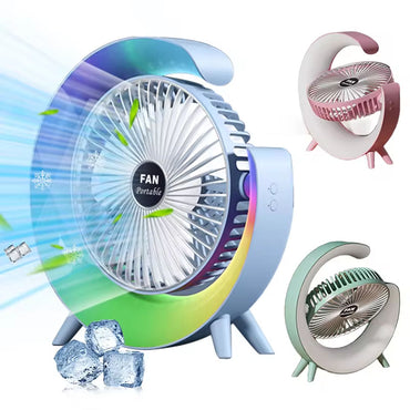 (Net) Powerful 3 Speed With Colorful Light Adjustable Usb Small Charged Cooler Table Cooling Portable Min Fan Rechargeable