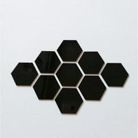 (NET) Hexagon Mirror Wall Sticker Art Wall Decor Living Room Mirrored Decorative Sticker 12 Pcs