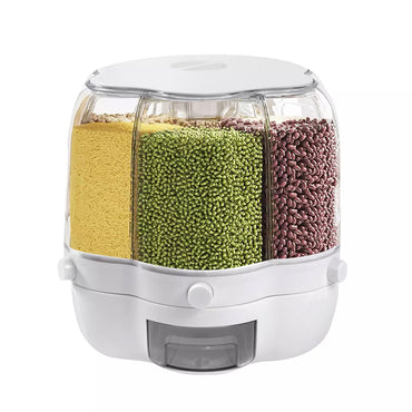 (NET) 6-Compartment Grain Storage Container (White)