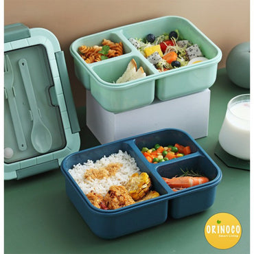 Lunch Box High Capacity 3 grid Picnic Food Fruit Container Storage Box with Tableware Bento Box 1200ML