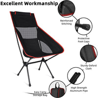(net)Outdoor Portable Camping Chair Ultralight Compact Oxford Cloth Folding Lawn Chair Backpacking Seat With Small Pocket Carrying Bag