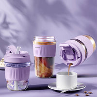 (Net) Coffee Cup With Silicone Band And Hanger With Double Drinking Head 500ML