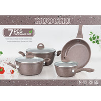 (Net) High Quality Cookware  Aluminum non stick cookware set 7 pcs includes pot lid