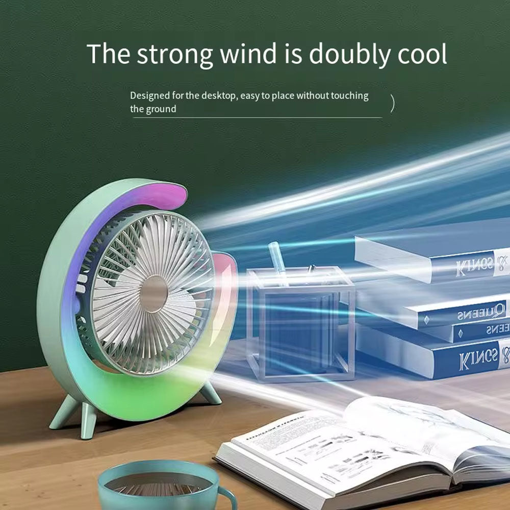 (Net) Powerful 3 Speed With Colorful Light Adjustable Usb Small Charged Cooler Table Cooling Portable Min Fan Rechargeable