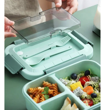 Lunch Box High Capacity 3 grid Picnic Food Fruit Container Storage Box with Tableware Bento Box 1200ML