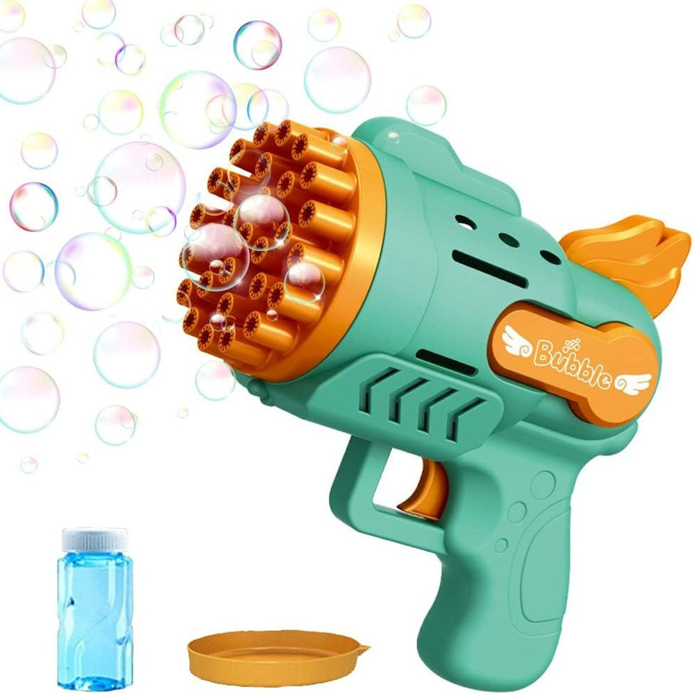 (NET) Electric Soap Bubble Gun 29 Holes Rocket Bubble Machine for Kids