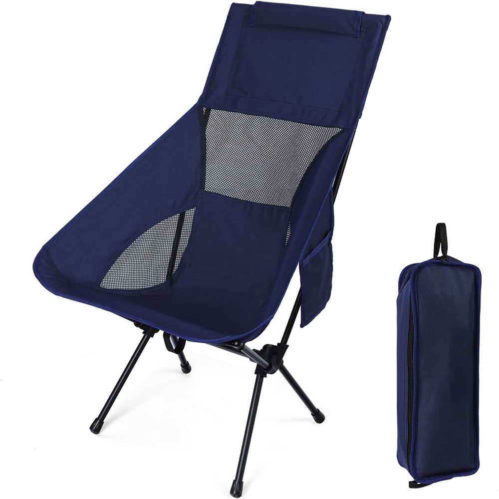 (net)Outdoor Portable Camping Chair Ultralight Compact Oxford Cloth Folding Lawn Chair Backpacking Seat With Small Pocket Carrying Bag