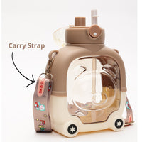Bear Shape Leak-proof Push Lock Water Bottle With In-built Straw And Strap 1000 ML