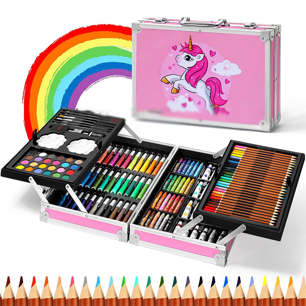 (NET) Drawing Color Kit Sketch Colour Pencil Set Shading Crayons Oil Pastels Set Of 145 Pcs