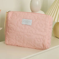 Cute Cosmetic Bag Flower Quilted Design Makeup Bag Soft Comfortable Fabric