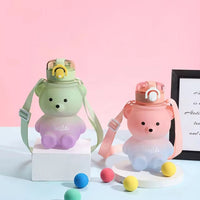 Water Bottle Kawaii Bear Design With Straw 800 ML