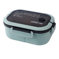 2 Layer Grid Lunch Box Portable Hermetic Children Student Bento Box With Fork Spoon Leakproof Microwavable For School Lunch Box / KR-605