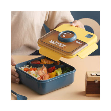 Bento Lunch Box for Kids and Adults 2 Compartments Lunch Square Container 1000ml