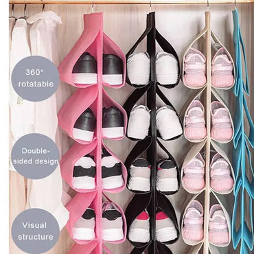 12 Pockets Hanging Shoe Organizer for Closet with Hanger for Storage Mens Shoes,Kids ,Also can used as Travel shoe rack hanging