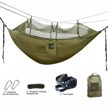 parachute double camping mosquito net hammock with rope and carabiners outdoor nylon portable Hammock