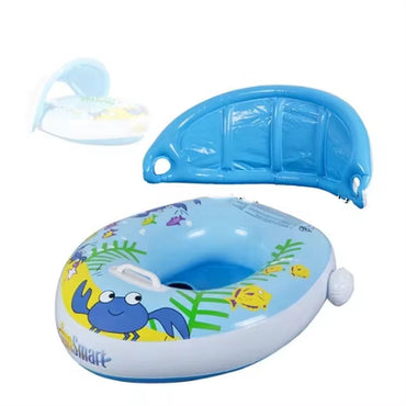 (NET) Inflatable Baby Swimming Float With Sun Shade Canopy