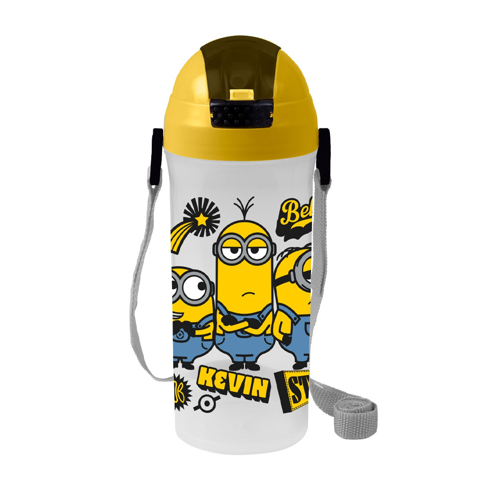 (Net) Herevin Sports Water Bottle With Straw - Minions - Kevin & Friend 610ML