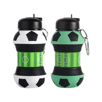 Foldable Football Kids Water Bottles Portable Soccer Ball Shaped Water Bottl Silicone 550 ML