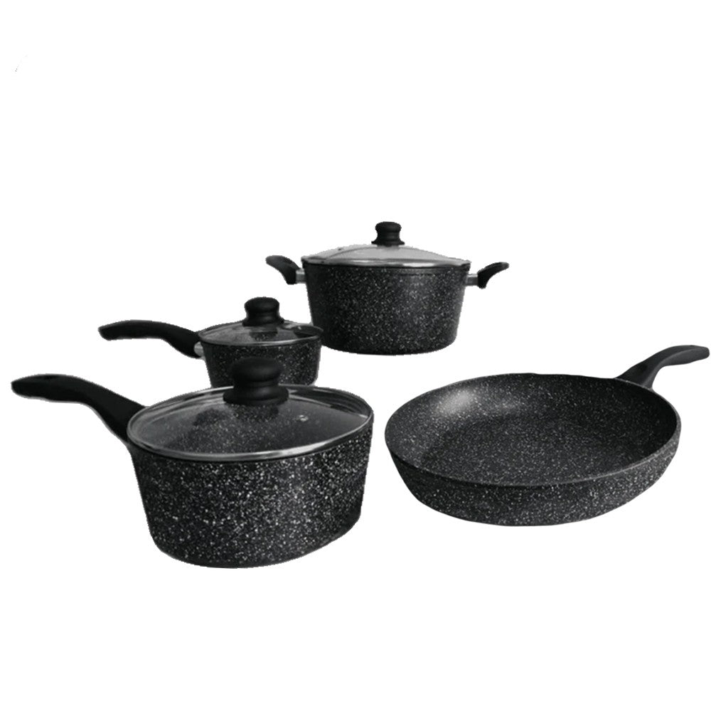 (Net) Non-Stick Aluminum Cookware Set 7 pcs includes pot lid