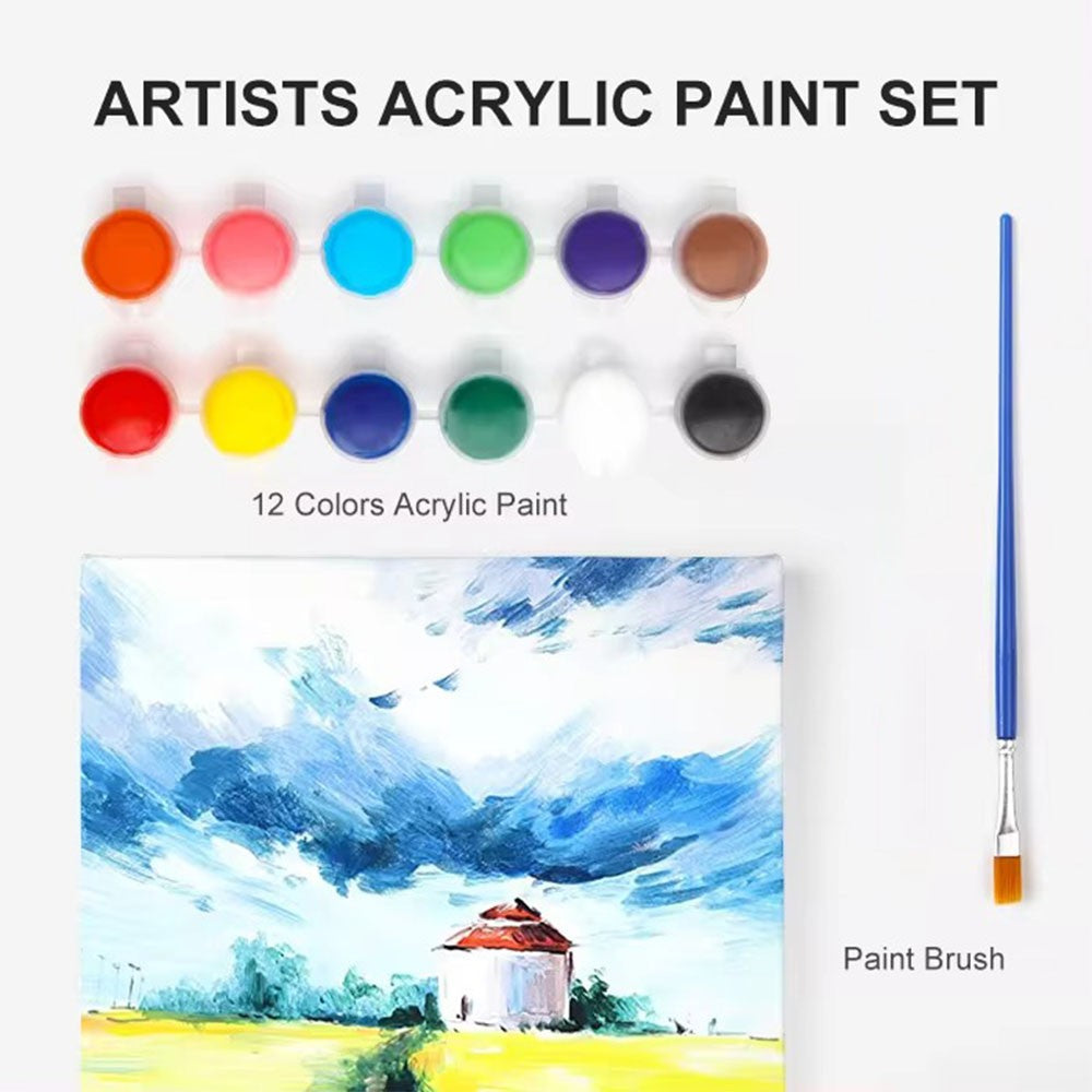 Colors Acrylic Paint Set 12 Colors With 1 Brush