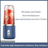 Portable Juicer Juicer Cup USB Cordless Blender Portable Blender Juicer 6 Blades Smoothie Ice Maker 310ML