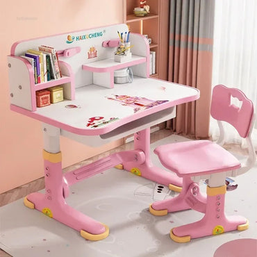 (Net) Children's Study Table Primary School Desk Liftable Plastic Student Writing Kids Table Household Desk and Chair Set for Kids