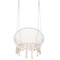 (NET) Swing Chair Hammock-Rope Garden-Seat Hanging Beige Safety Nordic-Style Knitting For Yard