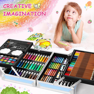 (NET) Drawing Color Kit Sketch Colour Pencil Set Shading Crayons Oil Pastels Set Of 145 Pcs