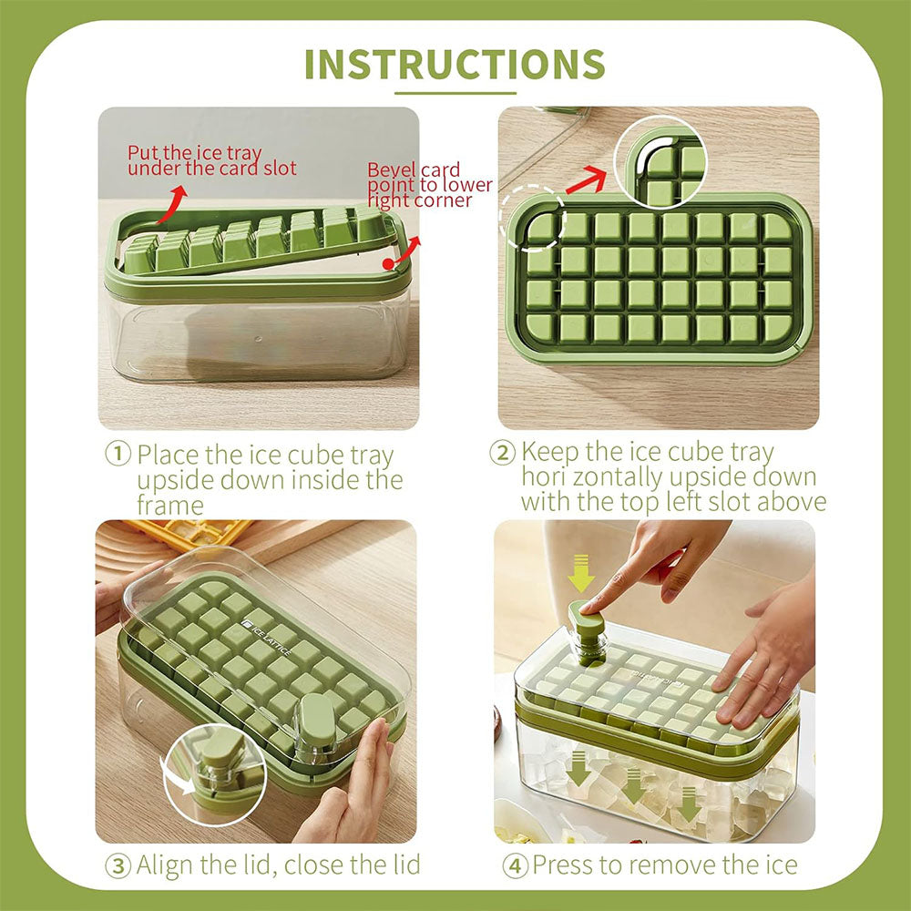 2 Layer Ice Cube Tray with Lid and Bin