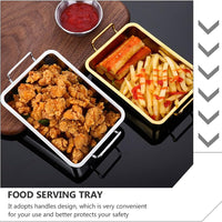 (NET) Food Serving Tray with Handle Gold Plate STAINLESS STEEL 28x35x6 CM