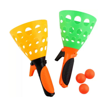 ( NET) Click and Catch Twin Ball Launcher Game With Balls